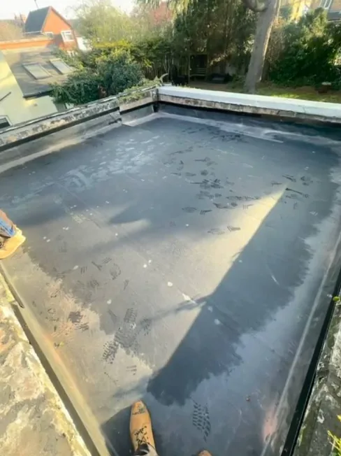 Freshly laid flat rubber roof